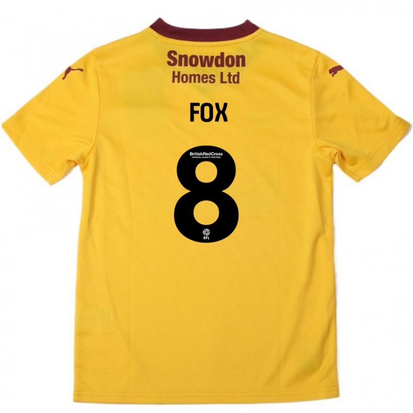 Kinderen Ben Fox #8 Oranje Bordeauxrood Uitshirt Uittenue 2024/25 T-Shirt België