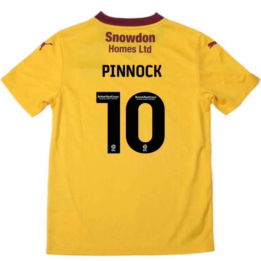 Kinderen Mitch Pinnock #10 Oranje Bordeauxrood Uitshirt Uittenue 2024/25 T-Shirt België