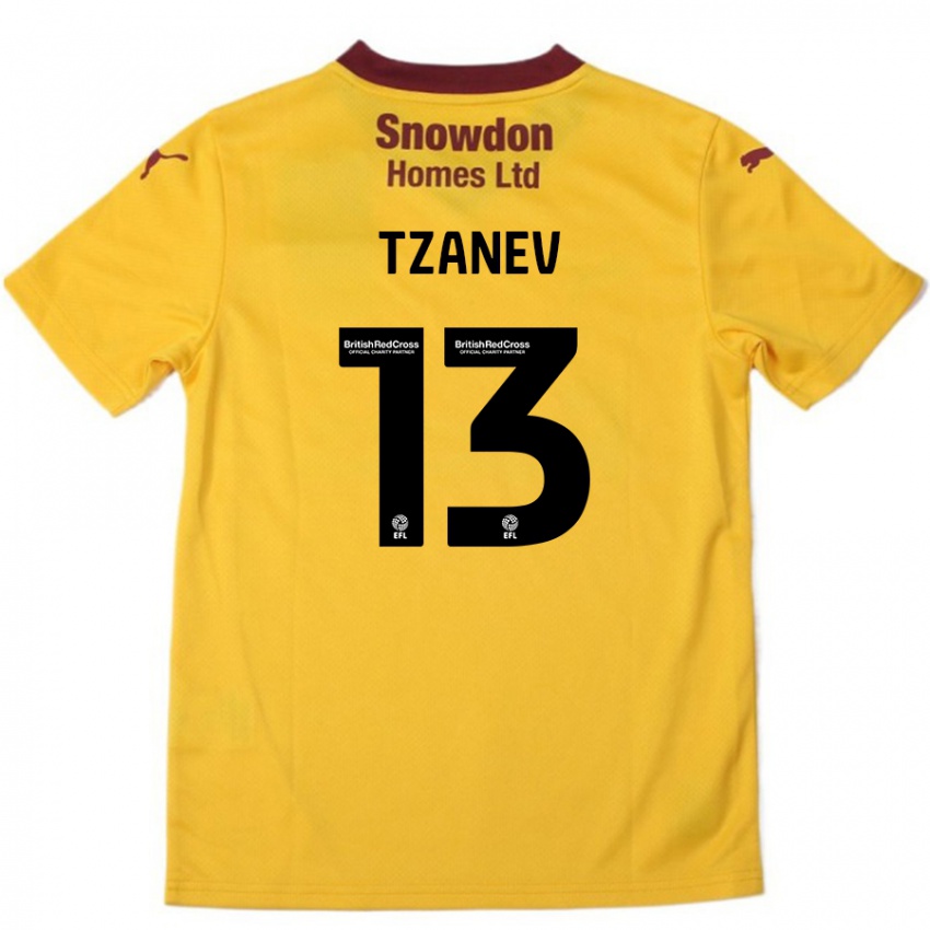 Kinderen Nik Tzanev #13 Oranje Bordeauxrood Uitshirt Uittenue 2024/25 T-Shirt België