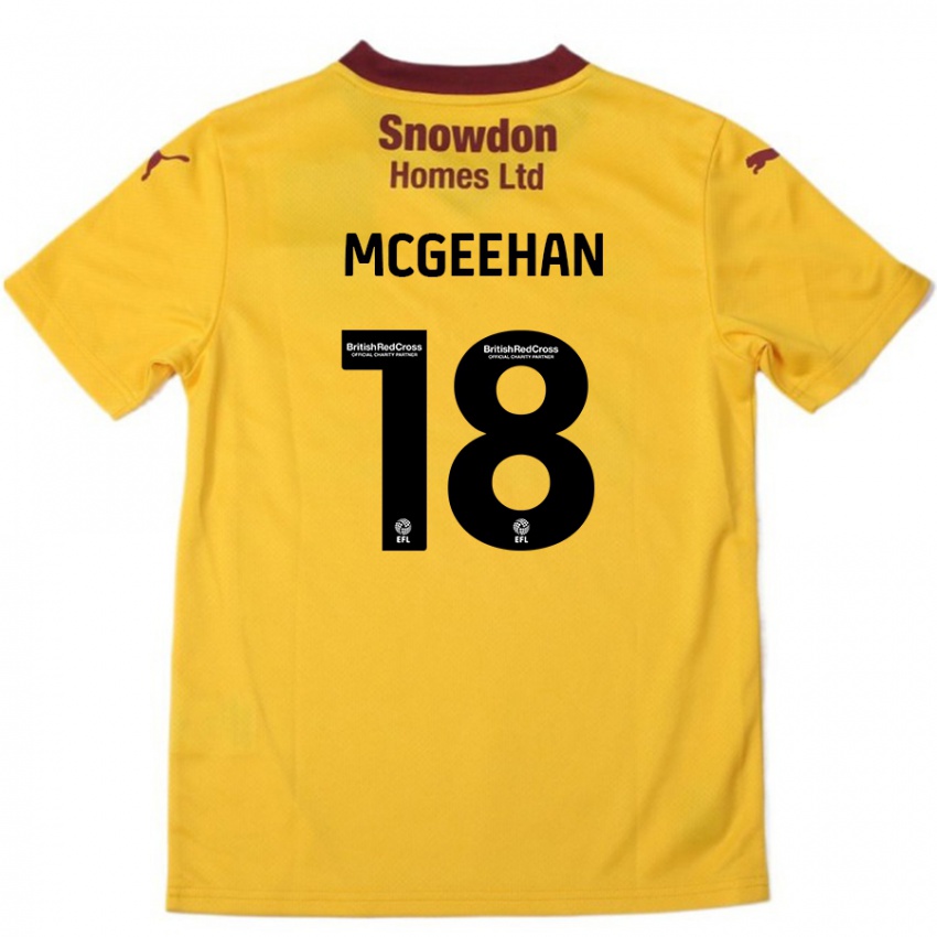 Kinderen Cameron Mcgeehan #18 Oranje Bordeauxrood Uitshirt Uittenue 2024/25 T-Shirt België