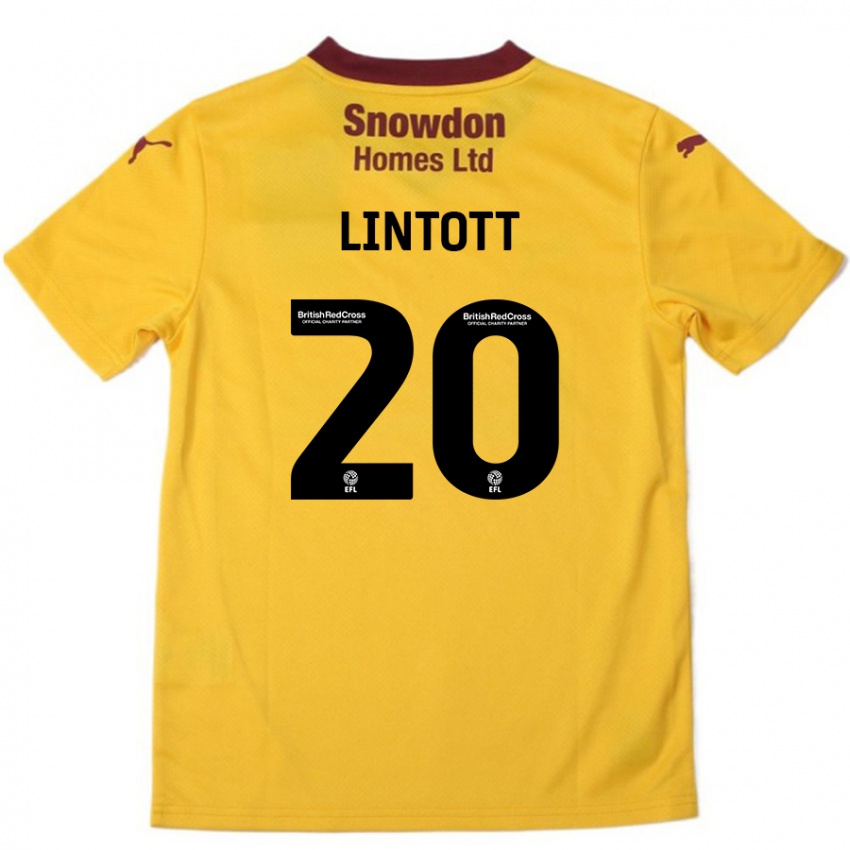 Kinderen Harvey Lintott #20 Oranje Bordeauxrood Uitshirt Uittenue 2024/25 T-Shirt België