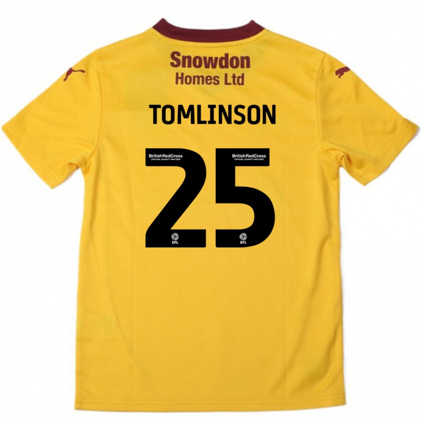 Kinderen Josh Tomlinson #25 Oranje Bordeauxrood Uitshirt Uittenue 2024/25 T-Shirt België