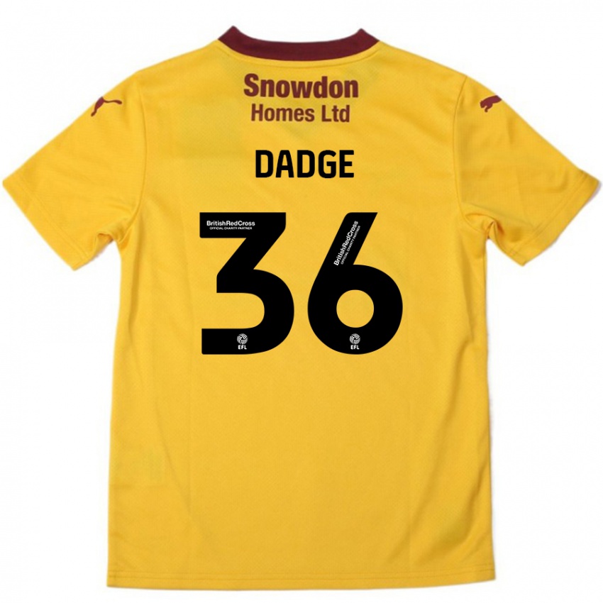 Kinderen James Dadge #36 Oranje Bordeauxrood Uitshirt Uittenue 2024/25 T-Shirt België