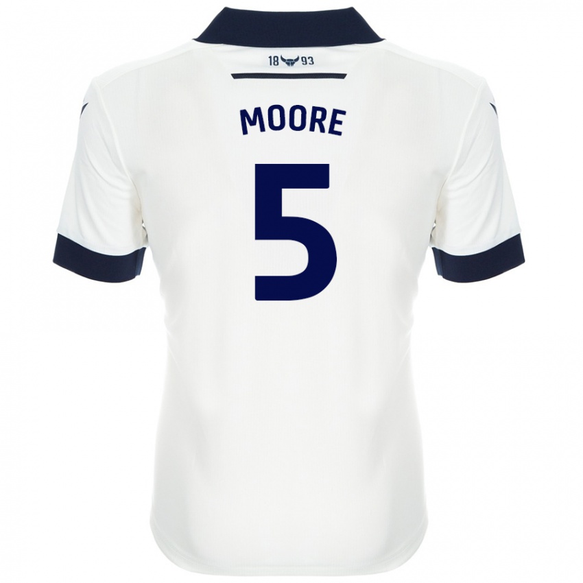 Kinderen Elliott Moore #5 Wit Marineblauw Uitshirt Uittenue 2024/25 T-Shirt België