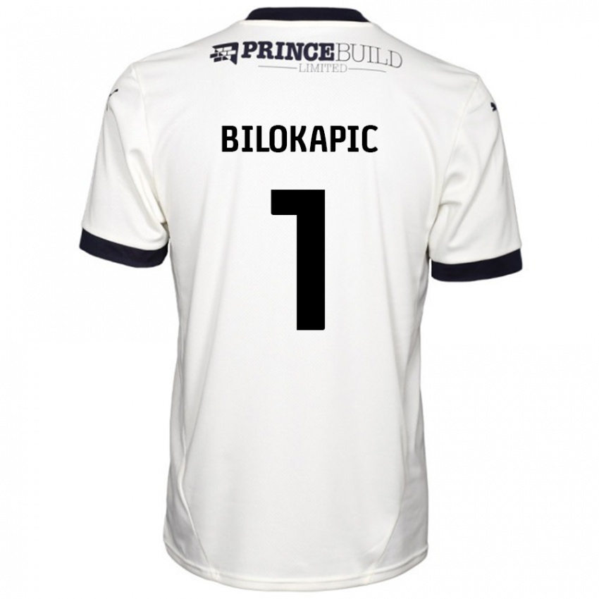 Enfant Maillot Nicholas Bilokapic #1 Blanc Cassé Noir Tenues Extérieur 2024/25 T-Shirt Belgique