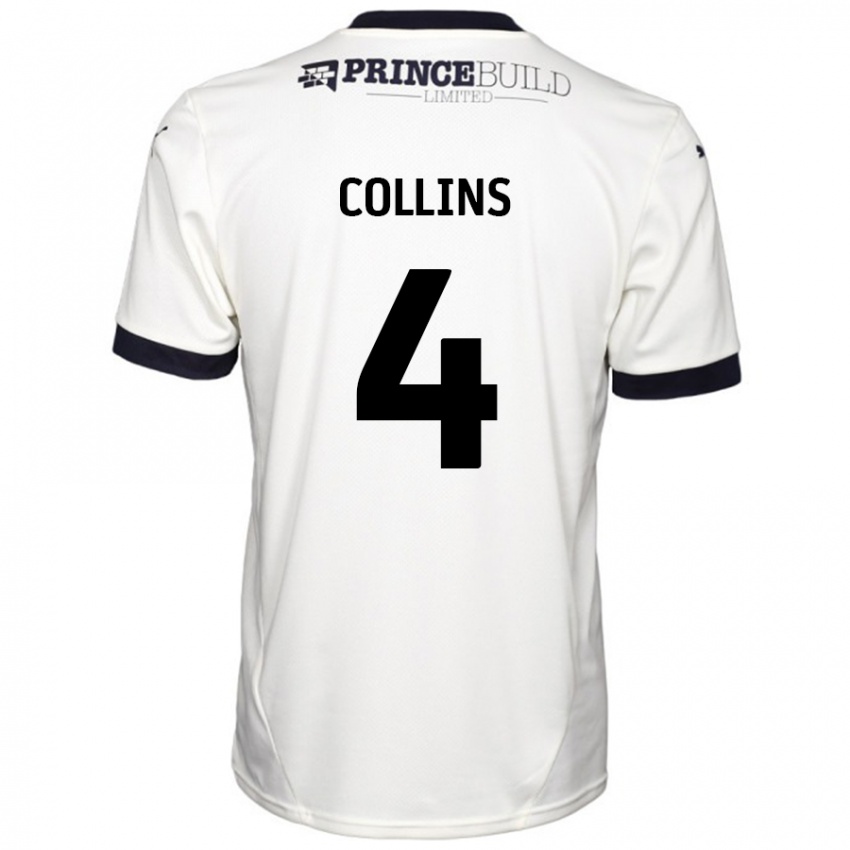 Enfant Maillot Archie Collins #4 Blanc Cassé Noir Tenues Extérieur 2024/25 T-Shirt Belgique