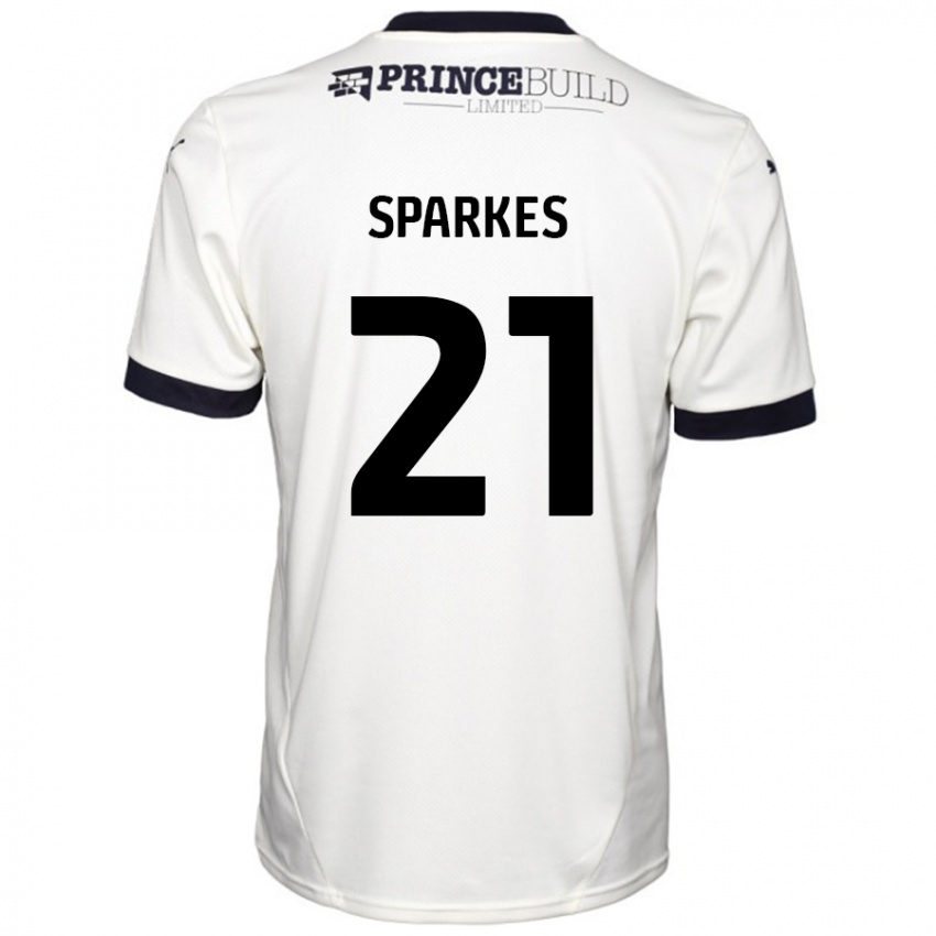 Enfant Maillot Jack Sparkes #21 Blanc Cassé Noir Tenues Extérieur 2024/25 T-Shirt Belgique