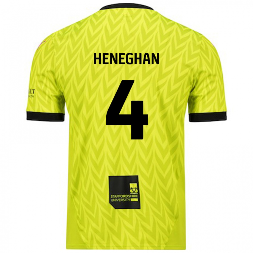 Enfant Maillot Ben Heneghan #4 Vert Fluo Tenues Extérieur 2024/25 T-Shirt Belgique