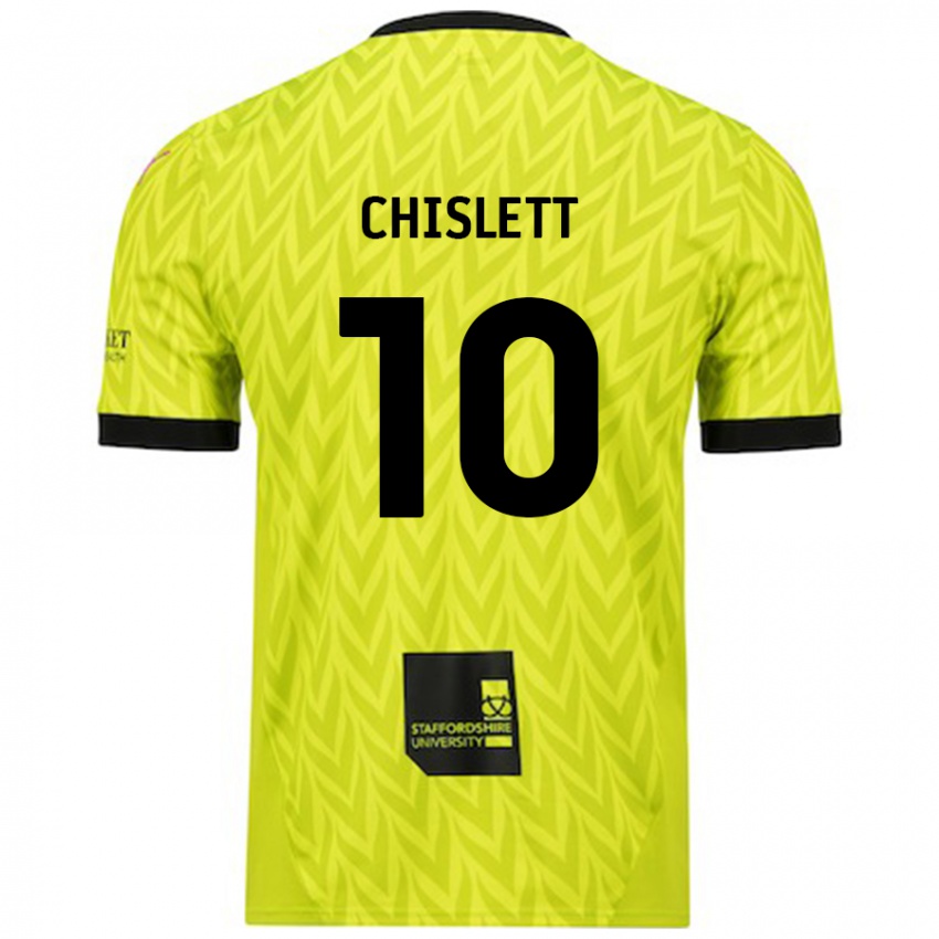 Enfant Maillot Ethan Chislett #10 Vert Fluo Tenues Extérieur 2024/25 T-Shirt Belgique