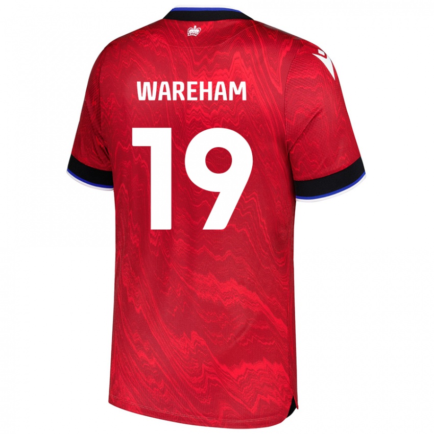 Enfant Maillot Jayden Wareham #19 Rouge Noir Tenues Extérieur 2024/25 T-Shirt Belgique