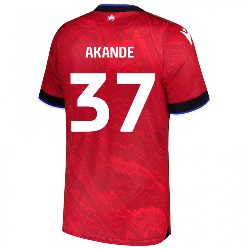 Enfant Maillot Adrian Akande #37 Rouge Noir Tenues Extérieur 2024/25 T-Shirt Belgique