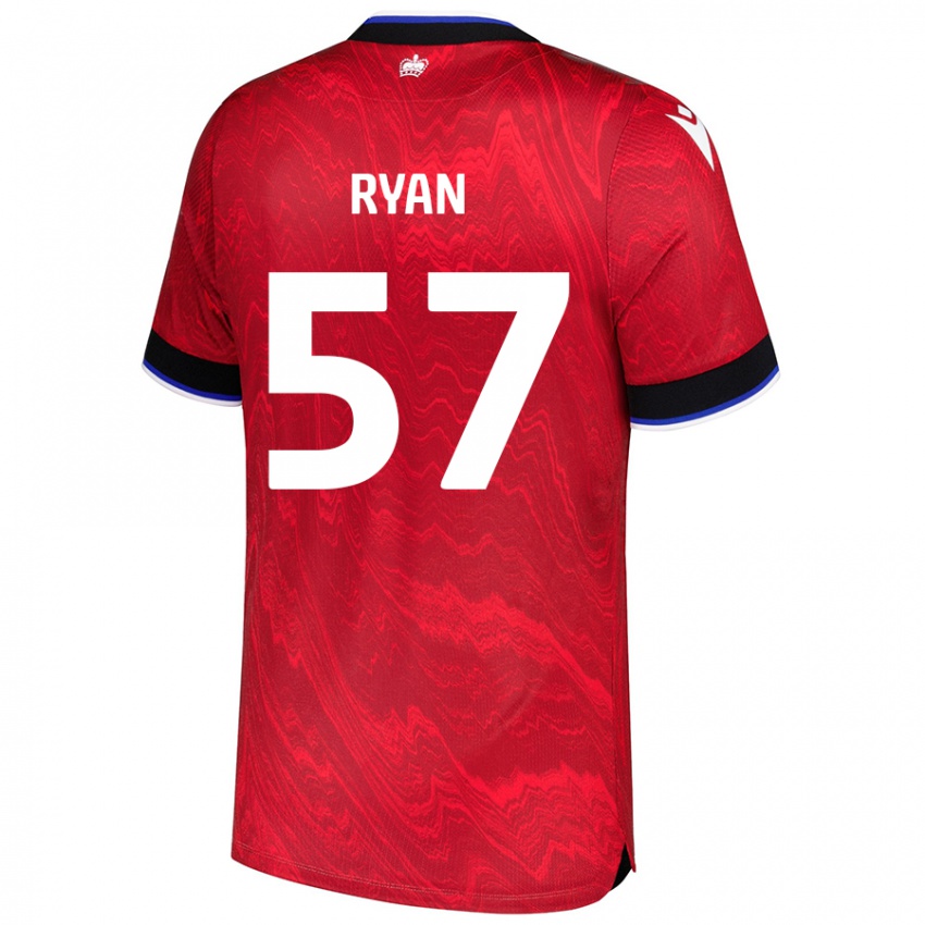 Enfant Maillot John Ryan #57 Rouge Noir Tenues Extérieur 2024/25 T-Shirt Belgique