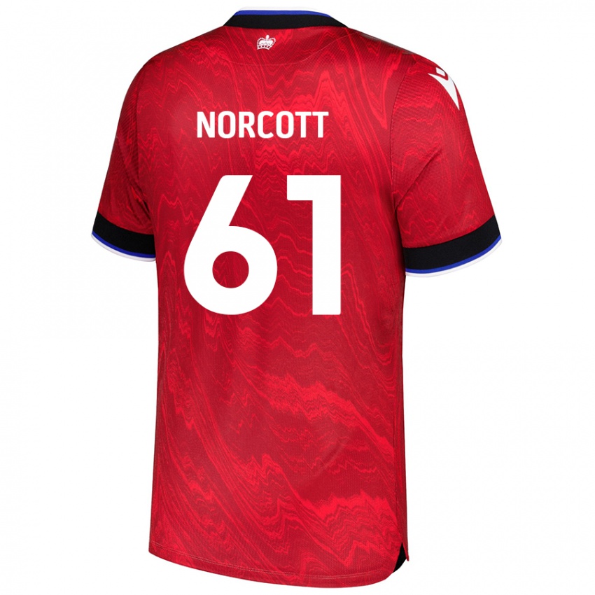 Enfant Maillot Tom Norcott #61 Rouge Noir Tenues Extérieur 2024/25 T-Shirt Belgique