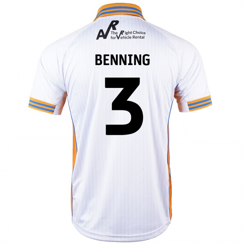 Enfant Maillot Mal Benning #3 Blanc Tenues Extérieur 2024/25 T-Shirt Belgique