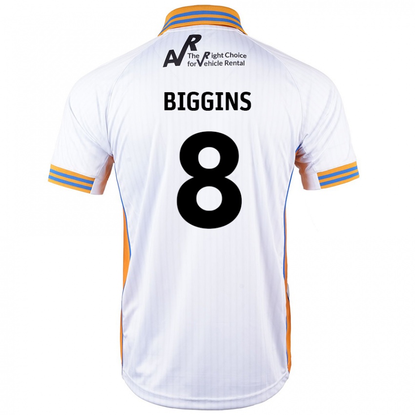 Enfant Maillot Harrison Biggins #8 Blanc Tenues Extérieur 2024/25 T-Shirt Belgique