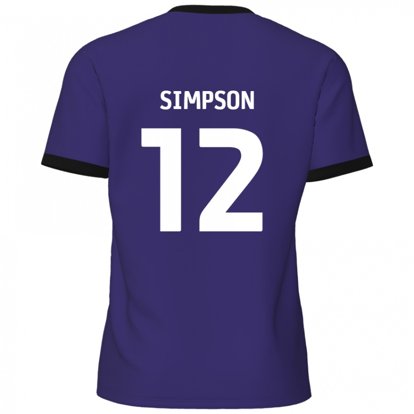 Enfant Maillot Tyreece Simpson #12 Violet Tenues Extérieur 2024/25 T-Shirt Belgique