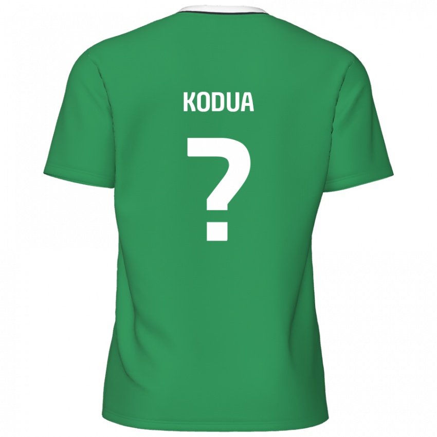 Enfant Maillot Gideon Kodua #0 Rayures Blanches Vertes Tenues Extérieur 2024/25 T-Shirt Belgique