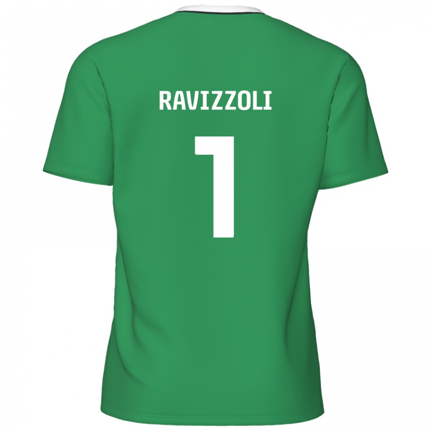 Enfant Maillot Franco Ravizzoli #1 Rayures Blanches Vertes Tenues Extérieur 2024/25 T-Shirt Belgique