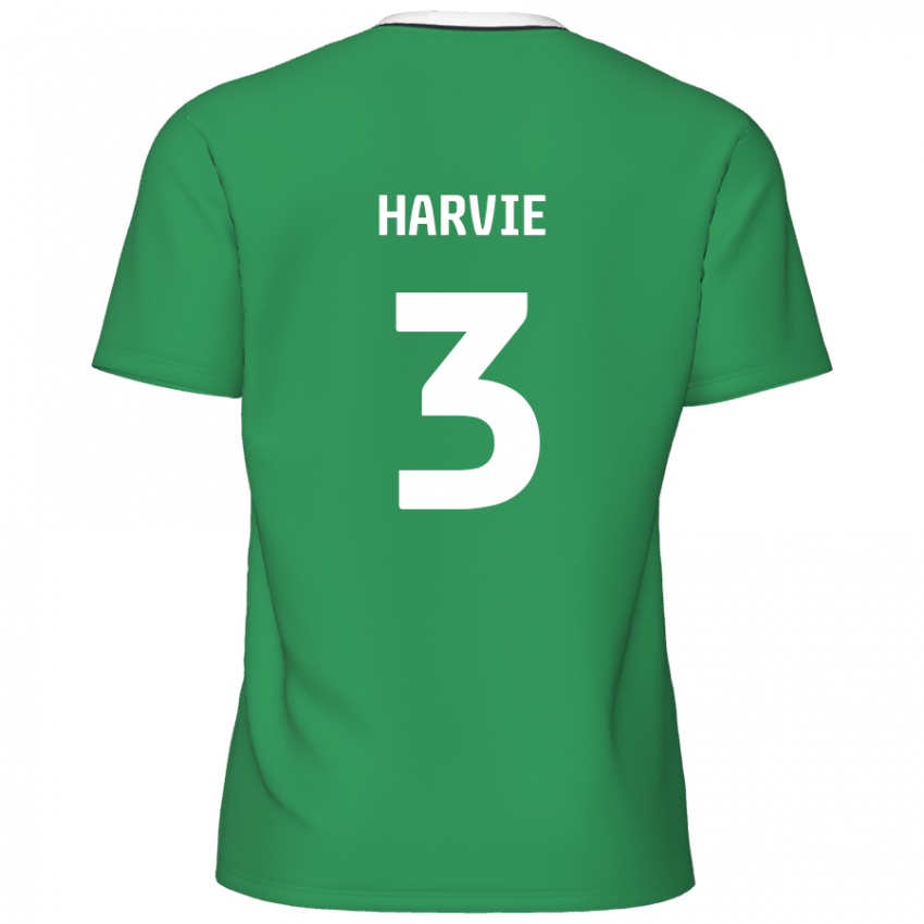 Enfant Maillot Daniel Harvie #3 Rayures Blanches Vertes Tenues Extérieur 2024/25 T-Shirt Belgique