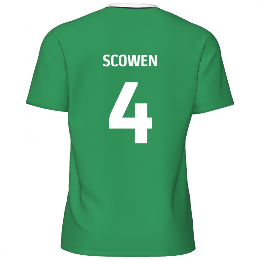 Enfant Maillot Josh Scowen #4 Rayures Blanches Vertes Tenues Extérieur 2024/25 T-Shirt Belgique