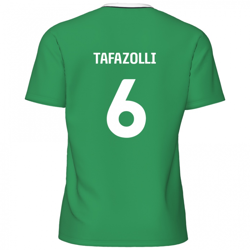 Enfant Maillot Ryan Tafazolli #6 Rayures Blanches Vertes Tenues Extérieur 2024/25 T-Shirt Belgique