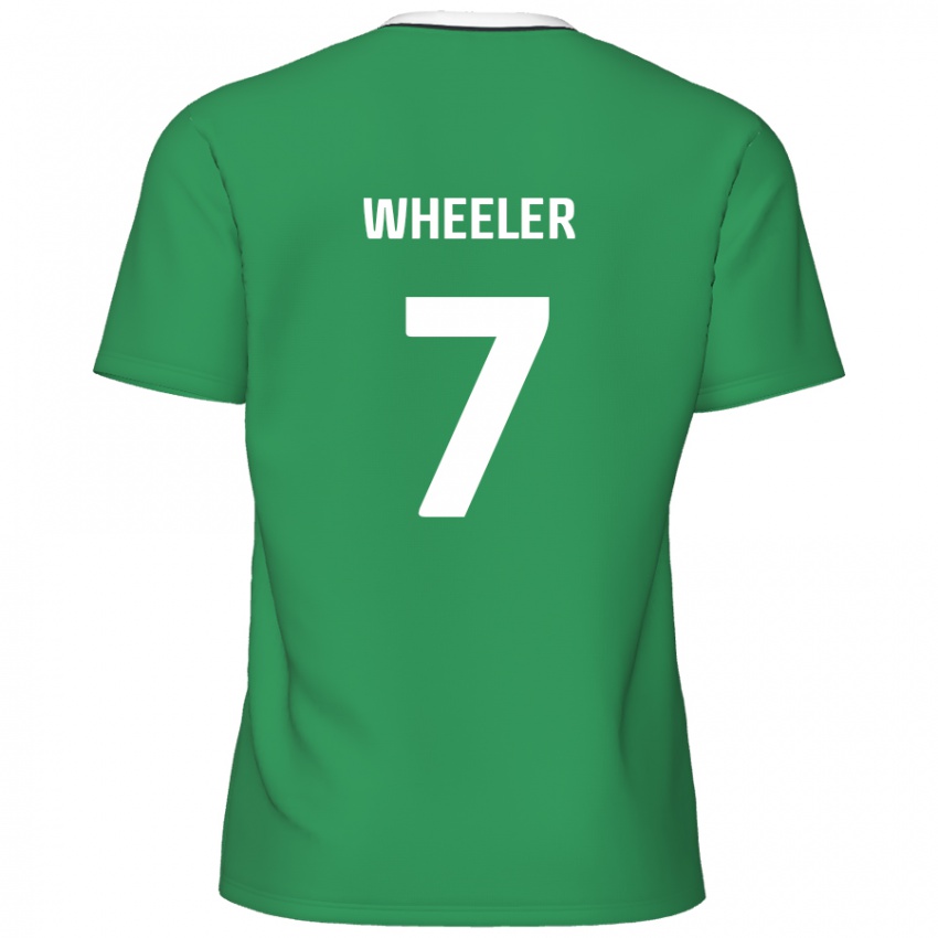 Enfant Maillot David Wheeler #7 Rayures Blanches Vertes Tenues Extérieur 2024/25 T-Shirt Belgique