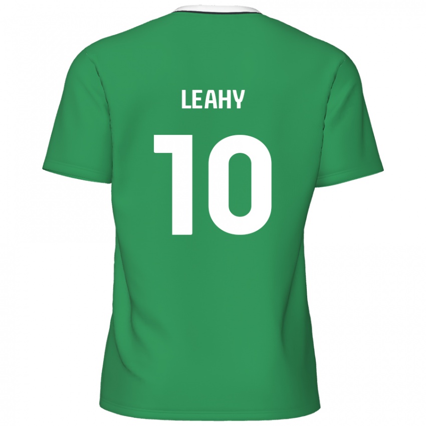 Enfant Maillot Luke Leahy #10 Rayures Blanches Vertes Tenues Extérieur 2024/25 T-Shirt Belgique