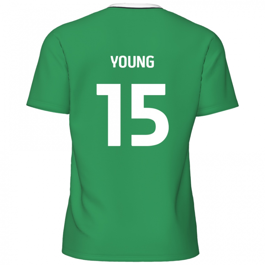 Enfant Maillot Jack Young #15 Rayures Blanches Vertes Tenues Extérieur 2024/25 T-Shirt Belgique