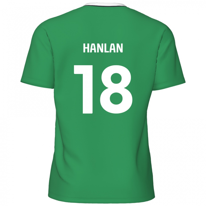 Enfant Maillot Brandon Hanlan #18 Rayures Blanches Vertes Tenues Extérieur 2024/25 T-Shirt Belgique