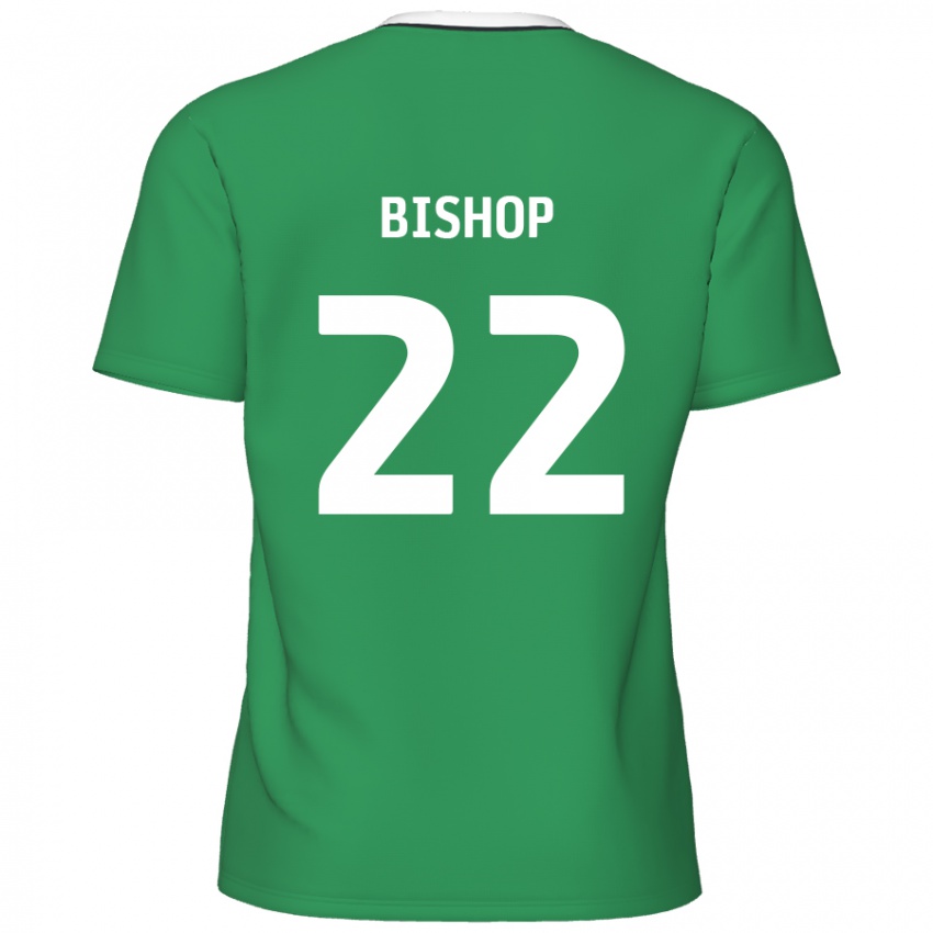 Enfant Maillot Nathan Bishop #22 Rayures Blanches Vertes Tenues Extérieur 2024/25 T-Shirt Belgique