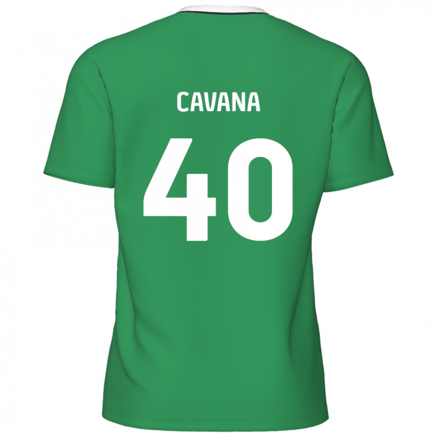 Enfant Maillot Max Cavana #40 Rayures Blanches Vertes Tenues Extérieur 2024/25 T-Shirt Belgique