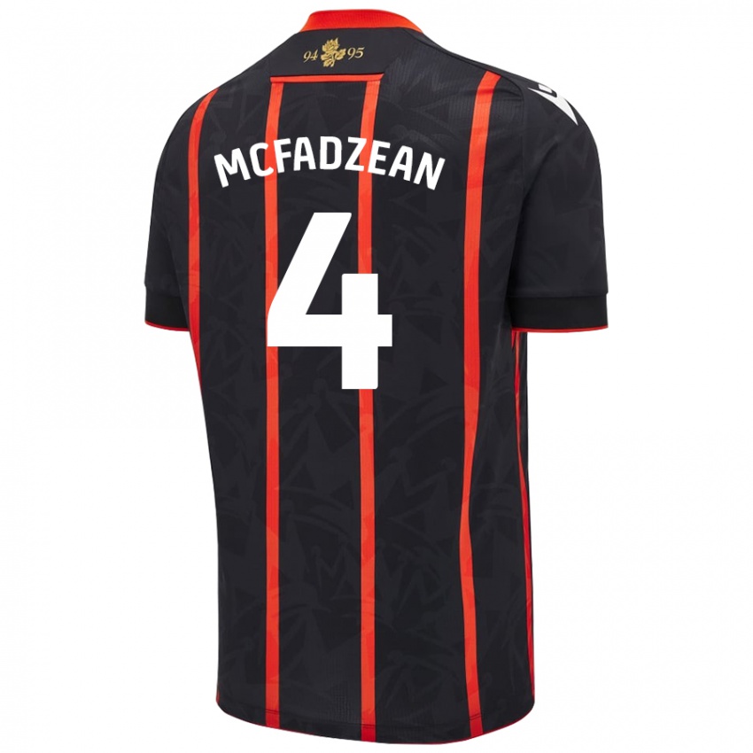 Kinderen Kyle Mcfadzean #4 Zwart Rood Uitshirt Uittenue 2024/25 T-Shirt België