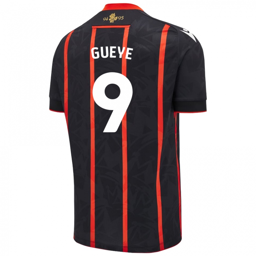 Kinderen Makhtar Gueye #9 Zwart Rood Uitshirt Uittenue 2024/25 T-Shirt België