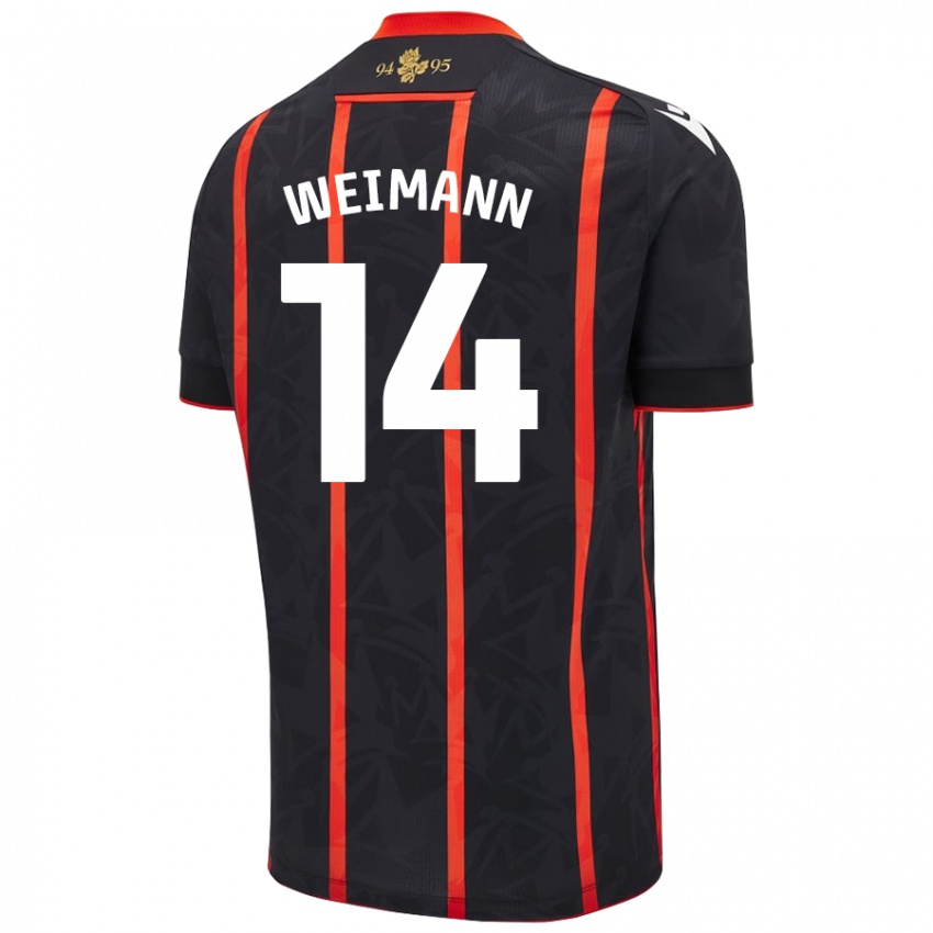 Kinderen Andreas Weimann #14 Zwart Rood Uitshirt Uittenue 2024/25 T-Shirt België