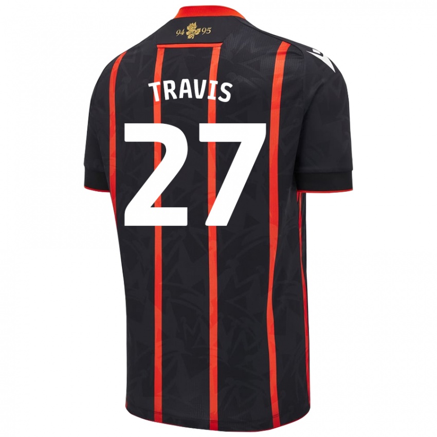 Kinderen Lewis Travis #27 Zwart Rood Uitshirt Uittenue 2024/25 T-Shirt België