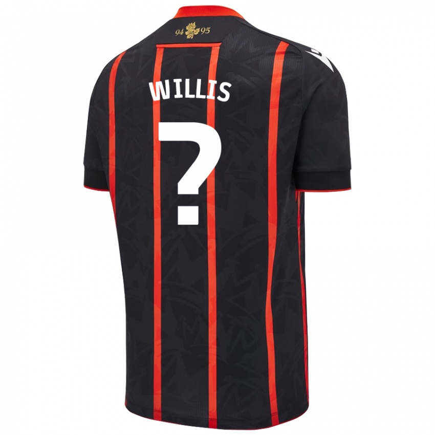 Kinderen Nathan Willis #0 Zwart Rood Uitshirt Uittenue 2024/25 T-Shirt België