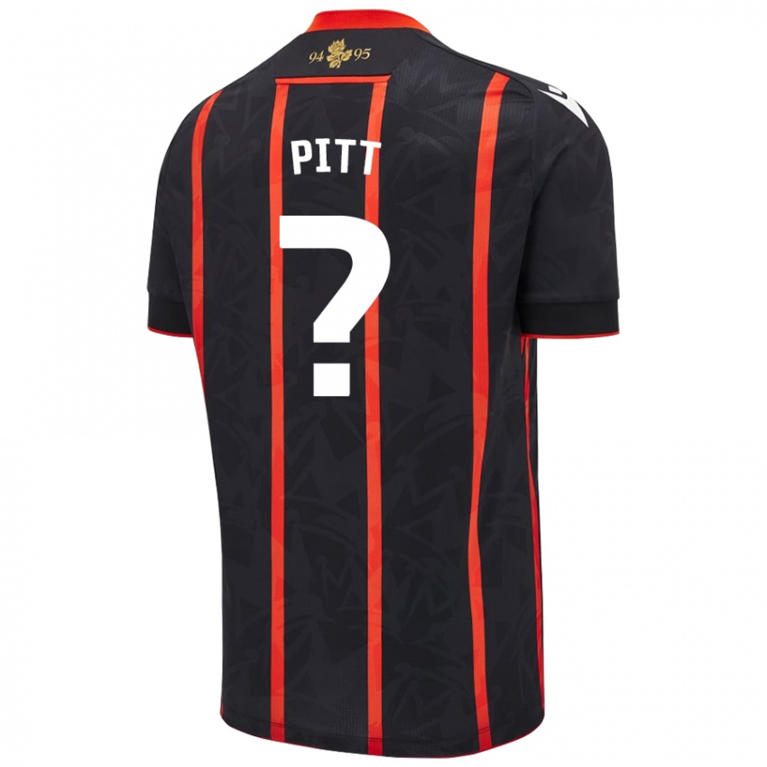 Kinderen Theo Pitt #0 Zwart Rood Uitshirt Uittenue 2024/25 T-Shirt België