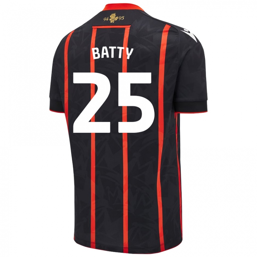 Kinderen Jake Batty #25 Zwart Rood Uitshirt Uittenue 2024/25 T-Shirt België