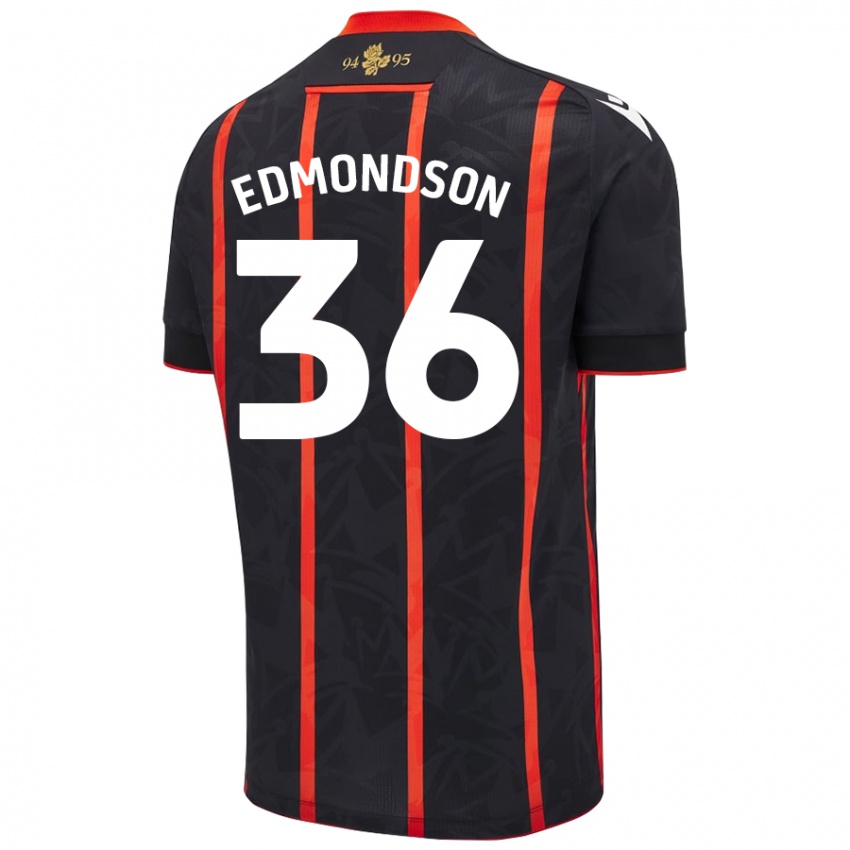 Kinderen James Edmondson #36 Zwart Rood Uitshirt Uittenue 2024/25 T-Shirt België