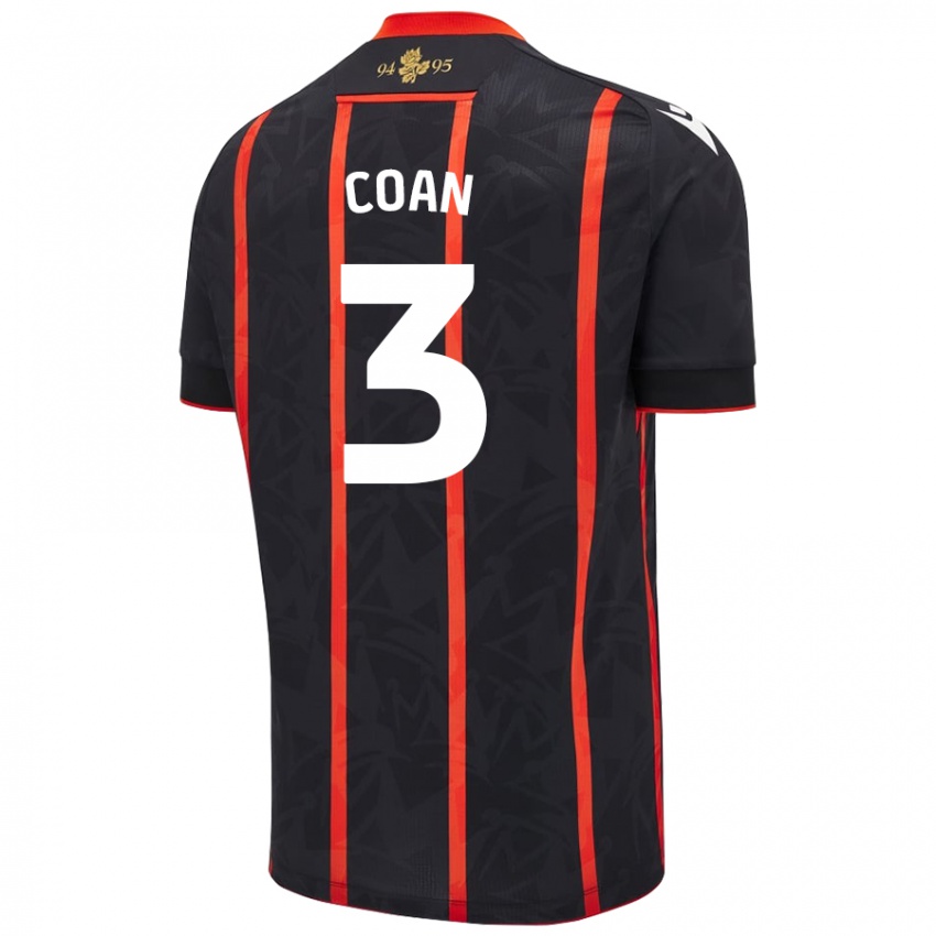 Kinderen Hannah Coan #3 Zwart Rood Uitshirt Uittenue 2024/25 T-Shirt België