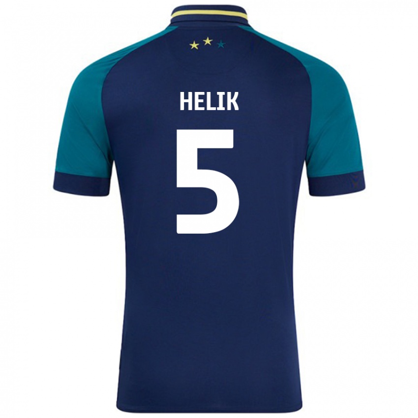 Kinderen Michal Helik #5 Marineblauw Donkergroen Uitshirt Uittenue 2024/25 T-Shirt België