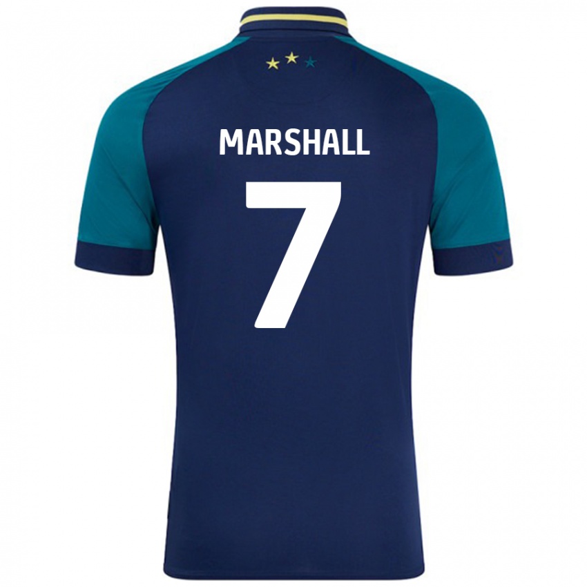 Kinderen Callum Marshall #7 Marineblauw Donkergroen Uitshirt Uittenue 2024/25 T-Shirt België