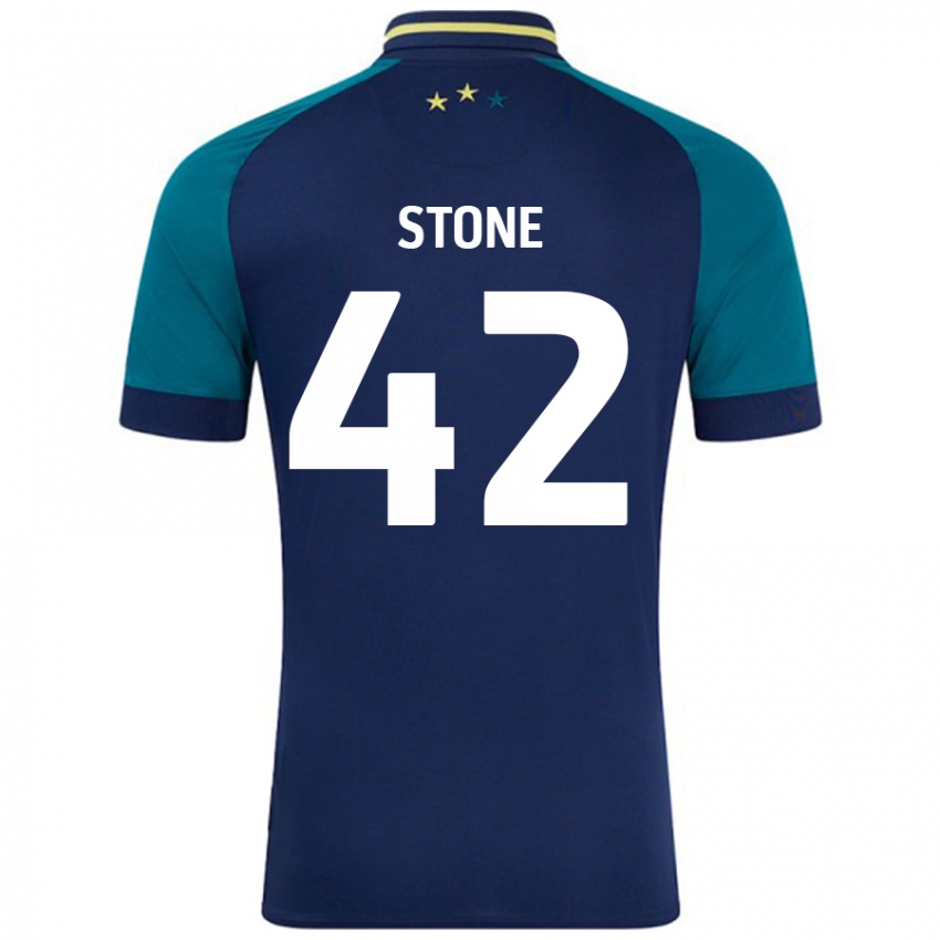 Kinderen Michael Stone #42 Marineblauw Donkergroen Uitshirt Uittenue 2024/25 T-Shirt België