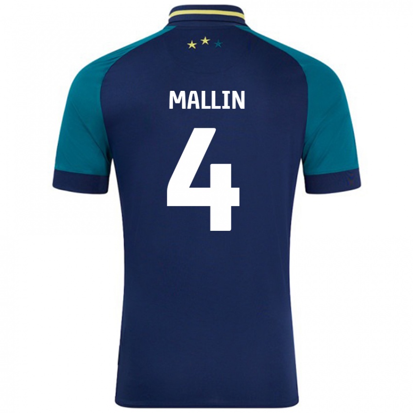 Kinderen Kate Mallin #4 Marineblauw Donkergroen Uitshirt Uittenue 2024/25 T-Shirt België