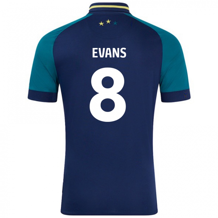 Kinderen Charley Evans #8 Marineblauw Donkergroen Uitshirt Uittenue 2024/25 T-Shirt België