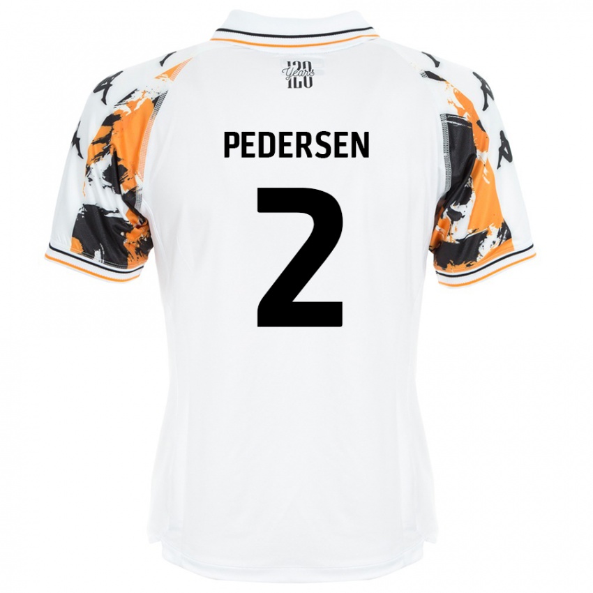 Enfant Maillot Eden Pedersen #2 Blanc Tenues Extérieur 2024/25 T-Shirt Belgique