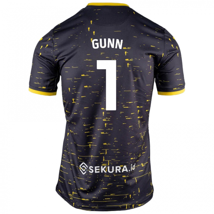 Enfant Maillot Angus Gunn #1 Noir Jaune Tenues Extérieur 2024/25 T-Shirt Belgique