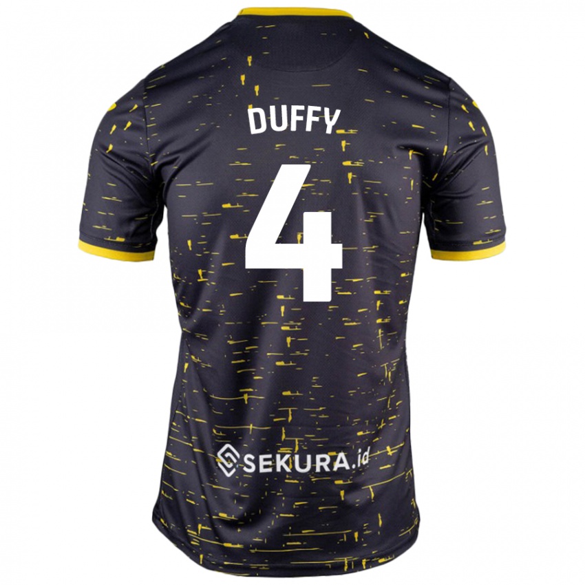 Enfant Maillot Shane Duffy #4 Noir Jaune Tenues Extérieur 2024/25 T-Shirt Belgique