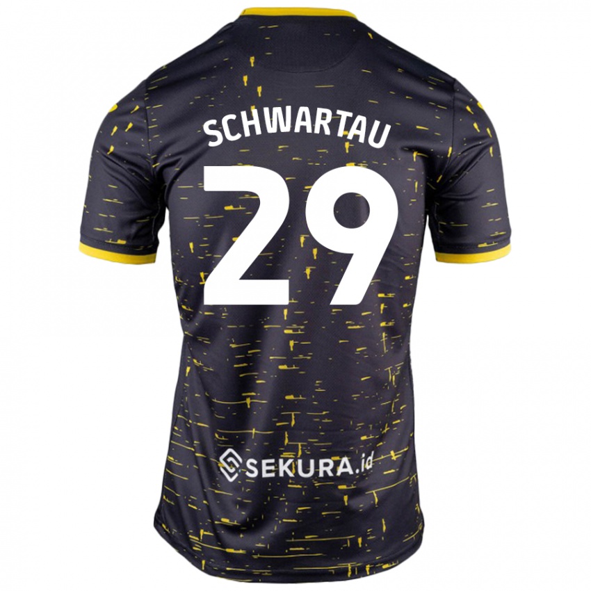 Enfant Maillot Oscar Schwartau #29 Noir Jaune Tenues Extérieur 2024/25 T-Shirt Belgique