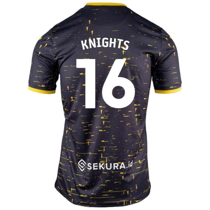 Enfant Maillot Katie Knights #16 Noir Jaune Tenues Extérieur 2024/25 T-Shirt Belgique